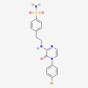 molecular formula C18H17BrN4O3S B2567646 4-(2-{[4-(4-bromophenyl)-3-oxo-3,4-dihydropyrazin-2-yl]amino}ethyl)benzene-1-sulfonamide CAS No. 941934-80-1