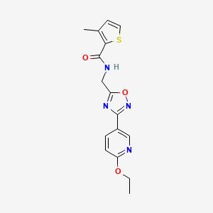 molecular formula C16H16N4O3S B2567661 N-((3-(6-ethoxypyridin-3-yl)-1,2,4-oxadiazol-5-yl)methyl)-3-methylthiophene-2-carboxamide CAS No. 2034369-93-0