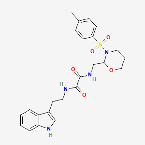 molecular formula C24H28N4O5S B2567669 N-[2-(1H-indol-3-yl)ethyl]-N'-{[3-(4-methylbenzenesulfonyl)-1,3-oxazinan-2-yl]methyl}ethanediamide CAS No. 869071-41-0