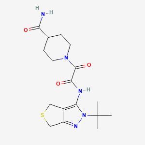 1-[2-[(2-Tert-butyl-4,6-dihydrothieno[3,4-c]pyrazol-3-yl)amino]-2-oxoacetyl]piperidine-4-carboxamide