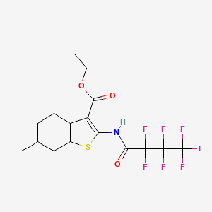 molecular formula C16H16F7NO3S B2567778 Ethyl 2-[(2,2,3,3,4,4,4-heptafluorobutanoyl)amino]-6-methyl-4,5,6,7-tetrahydro-1-benzothiophene-3-carboxylate CAS No. 300860-41-7