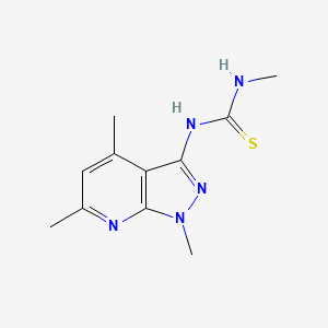 molecular formula C11H15N5S B2567804 N-methyl-N'-(1,4,6-trimethyl-1H-pyrazolo[3,4-b]pyridin-3-yl)thiourea CAS No. 866131-78-4