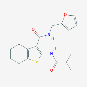 molecular formula C18H22N2O3S B256781 N-(furan-2-ylmethyl)-2-[(2-methylpropanoyl)amino]-4,5,6,7-tetrahydro-1-benzothiophene-3-carboxamide 