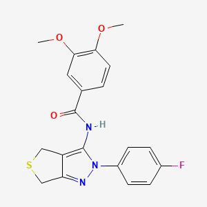 molecular formula C20H18FN3O3S B2567820 N-[2-(4-fluorophenyl)-2H,4H,6H-thieno[3,4-c]pyrazol-3-yl]-3,4-dimethoxybenzamide CAS No. 450343-22-3