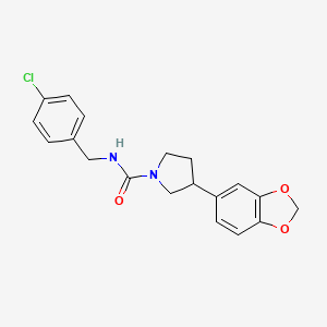 molecular formula C19H19ClN2O3 B2567835 3-(benzo[d][1,3]dioxol-5-yl)-N-(4-chlorobenzyl)pyrrolidine-1-carboxamide CAS No. 2034598-15-5