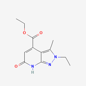 molecular formula C12H15N3O3 B2567856 ethyl 2-ethyl-3-methyl-6-oxo-6,7-dihydro-2H-pyrazolo[3,4-b]pyridine-4-carboxylate CAS No. 1092184-52-5