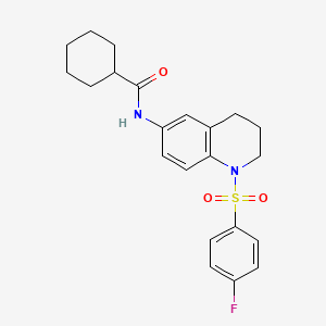 molecular formula C22H25FN2O3S B2567866 N-[1-(4-fluorobenzenesulfonyl)-1,2,3,4-tetrahydroquinolin-6-yl]cyclohexanecarboxamide CAS No. 941882-51-5