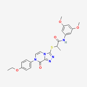 molecular formula C24H25N5O5S B2567890 N-(3,5-dimethoxyphenyl)-2-{[7-(4-ethoxyphenyl)-8-oxo-7H,8H-[1,2,4]triazolo[4,3-a]pyrazin-3-yl]sulfanyl}propanamide CAS No. 1223793-55-2