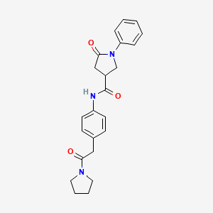 5-oxo-N-(4-(2-oxo-2-(pyrrolidin-1-yl)ethyl)phenyl)-1-phenylpyrrolidine-3-carboxamide