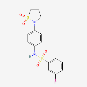 N-[4-(1,1-dioxo-1,2-thiazolidin-2-yl)phenyl]-3-fluorobenzenesulfonamide