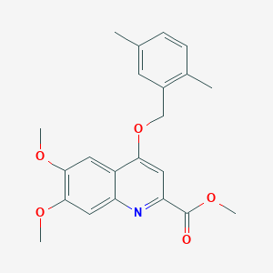 molecular formula C22H23NO5 B2567923 Methyl 4-[(2,5-dimethylphenyl)methoxy]-6,7-dimethoxyquinoline-2-carboxylate CAS No. 1359394-32-3
