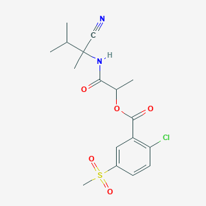 B2567927 1-[(1-Cyano-1,2-dimethylpropyl)carbamoyl]ethyl 2-chloro-5-methanesulfonylbenzoate CAS No. 1111466-71-7