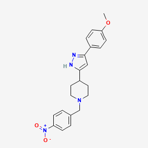 4-[3-(4-methoxyphenyl)-1H-pyrazol-5-yl]-1-[(4-nitrophenyl)methyl]piperidine