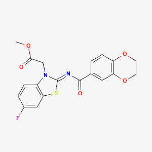 (Z)-methyl 2-(2-((2,3-dihydrobenzo[b][1,4]dioxine-6-carbonyl)imino)-6-fluorobenzo[d]thiazol-3(2H)-yl)acetate