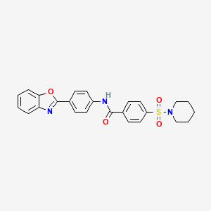 molecular formula C25H23N3O4S B2567948 N-[4-(1,3-BENZOXAZOL-2-YL)PHENYL]-4-(PIPERIDINE-1-SULFONYL)BENZAMIDE CAS No. 361173-23-1
