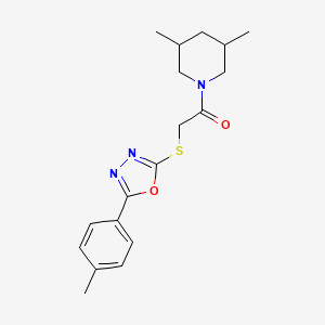 molecular formula C18H23N3O2S B2567955 1-(3,5-dimethylpiperidin-1-yl)-2-{[5-(4-methylphenyl)-1,3,4-oxadiazol-2-yl]sulfanyl}ethan-1-one CAS No. 850170-23-9