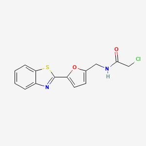 molecular formula C14H11ClN2O2S B2567964 N-[[5-(1,3-Benzothiazol-2-yl)furan-2-yl]methyl]-2-chloroacetamide CAS No. 2411250-59-2