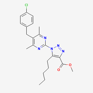 molecular formula C22H26ClN5O2 B2567996 methyl 1-[5-(4-chlorobenzyl)-4,6-dimethyl-2-pyrimidinyl]-5-pentyl-1H-1,2,3-triazole-4-carboxylate CAS No. 866040-44-0