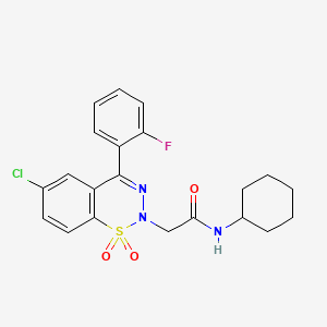 2-(6-chloro-4-(2-fluorophenyl)-1,1-dioxido-2H-benzo[e][1,2,3]thiadiazin-2-yl)-N-cyclohexylacetamide