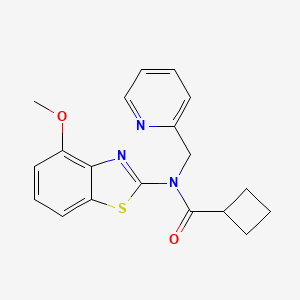 molecular formula C19H19N3O2S B2568011 N-(4-methoxy-1,3-benzothiazol-2-yl)-N-[(pyridin-2-yl)methyl]cyclobutanecarboxamide CAS No. 1170842-70-2
