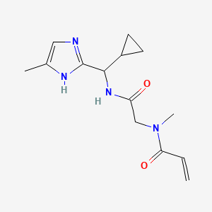 molecular formula C14H20N4O2 B2568034 N-[2-[[Cyclopropyl-(5-methyl-1H-imidazol-2-yl)methyl]amino]-2-oxoethyl]-N-methylprop-2-enamide CAS No. 2361803-46-3