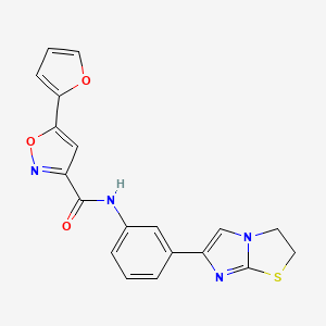 molecular formula C19H14N4O3S B2568058 N-(3-(2,3-dihydroimidazo[2,1-b]thiazol-6-yl)phenyl)-5-(furan-2-yl)isoxazole-3-carboxamide CAS No. 1226446-61-2
