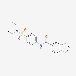 molecular formula C18H20N2O5S B2568080 N-[4-(diethylsulfamoyl)phenyl]-1,3-benzodioxole-5-carboxamide CAS No. 445226-54-0