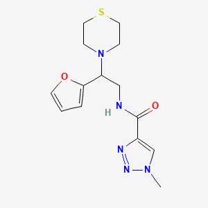 molecular formula C14H19N5O2S B2568124 N-(2-(furan-2-yl)-2-thiomorpholinoethyl)-1-methyl-1H-1,2,3-triazole-4-carboxamide CAS No. 2034398-69-9