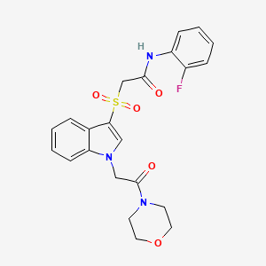 molecular formula C22H22FN3O5S B2568144 N-(2-fluorophenyl)-2-((1-(2-morpholino-2-oxoethyl)-1H-indol-3-yl)sulfonyl)acetamide CAS No. 878059-15-5