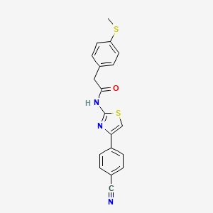 molecular formula C19H15N3OS2 B2568150 N-(4-(4-cyanophenyl)thiazol-2-yl)-2-(4-(methylthio)phenyl)acetamide CAS No. 941971-25-1