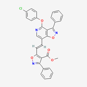 molecular formula C31H20ClN3O5 B2568172 methyl 5-[(E)-2-[4-(4-chlorophenoxy)-3-phenyl-[1,2]oxazolo[4,5-c]pyridin-7-yl]ethenyl]-3-phenyl-1,2-oxazole-4-carboxylate CAS No. 551921-78-9