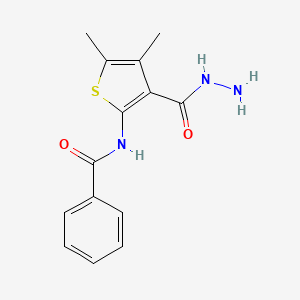 molecular formula C14H15N3O2S B2568180 N-[3-(hydrazinecarbonyl)-4,5-dimethylthiophen-2-yl]benzamide CAS No. 73696-41-0