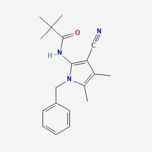 molecular formula C19H23N3O B2568228 N-(1-benzyl-3-cyano-4,5-dimethyl-1H-pyrrol-2-yl)-2,2-dimethylpropanamide CAS No. 478033-01-1