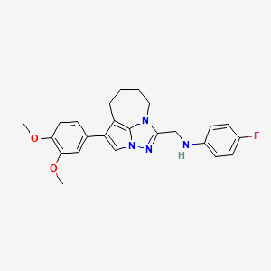 molecular formula C24H25FN4O2 B2568325 N-((1-(3,4-dimethoxyphenyl)-5,6,7,8-tetrahydro-2a,3,4a-triazacyclopenta[cd]azulen-4-yl)methyl)-4-fluoroaniline CAS No. 877814-16-9
