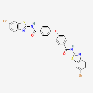 molecular formula C28H16Br2N4O3S2 B2568335 N-(6-Bromo-1,3-benzothiazol-2-YL)-4-{4-[(6-bromo-1,3-benzothiazol-2-YL)carbamoyl]phenoxy}benzamide CAS No. 325987-84-6