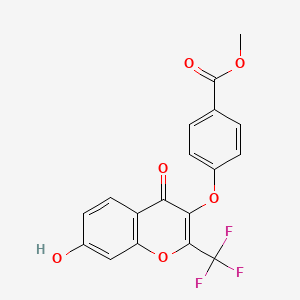 molecular formula C18H11F3O6 B2568386 methyl 4-((7-hydroxy-4-oxo-2-(trifluoromethyl)-4H-chromen-3-yl)oxy)benzoate CAS No. 297148-43-7