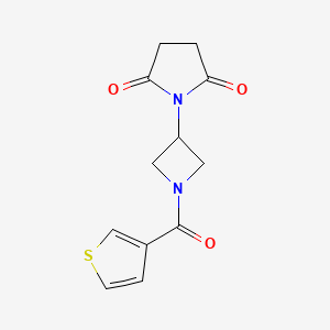 molecular formula C12H12N2O3S B2568432 1-(1-(Thiophene-3-carbonyl)azetidin-3-yl)pyrrolidine-2,5-dione CAS No. 1798638-87-5