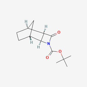 molecular formula C13H19NO3 B2568436 (+/-)-Tert-butyl-4-oxo-3-azatricyclo[4.2.1.02,5]nonane-3-carboxylate CAS No. 1881275-93-9