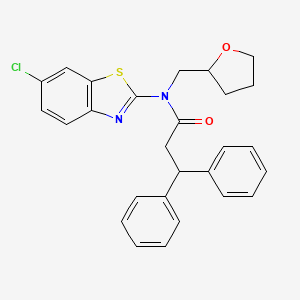 molecular formula C27H25ClN2O2S B2568458 N-(6-chloro-1,3-benzothiazol-2-yl)-N-[(oxolan-2-yl)methyl]-3,3-diphenylpropanamide CAS No. 1171993-41-1