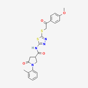 N-(5-((2-(4-methoxyphenyl)-2-oxoethyl)thio)-1,3,4-thiadiazol-2-yl)-5-oxo-1-(o-tolyl)pyrrolidine-3-carboxamide