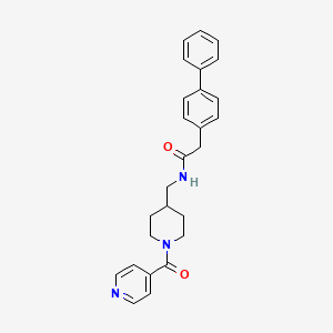 2-([1,1'-biphenyl]-4-yl)-N-((1-isonicotinoylpiperidin-4-yl)methyl)acetamide