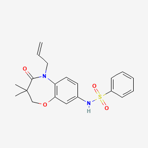 molecular formula C20H22N2O4S B2568512 N-(5-allyl-3,3-dimethyl-4-oxo-2,3,4,5-tetrahydrobenzo[b][1,4]oxazepin-8-yl)benzenesulfonamide CAS No. 922048-99-5