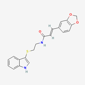 (E)-N-(2-((1H-indol-3-yl)thio)ethyl)-3-(benzo[d][1,3]dioxol-5-yl)acrylamide