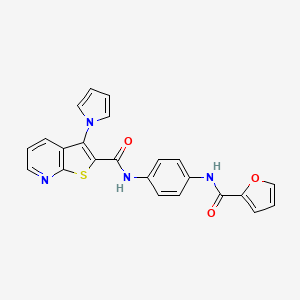 molecular formula C23H16N4O3S B2568529 N-[4-(furan-2-amido)phenyl]-3-(1H-pyrrol-1-yl)thieno[2,3-b]pyridine-2-carboxamide CAS No. 1115908-31-0