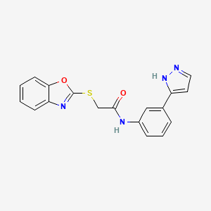 N-(3-(1H-pyrazol-3-yl)phenyl)-2-(benzo[d]oxazol-2-ylthio)acetamide