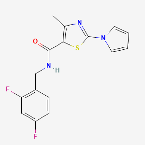 molecular formula C16H13F2N3OS B2568542 N-(2,4-difluorobenzyl)-4-methyl-2-(1H-pyrrol-1-yl)-1,3-thiazole-5-carboxamide CAS No. 1251602-51-3