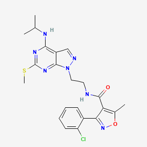 3-(2-chlorophenyl)-N-(2-(4-(isopropylamino)-6-(methylthio)-1H-pyrazolo[3,4-d]pyrimidin-1-yl)ethyl)-5-methylisoxazole-4-carboxamide
