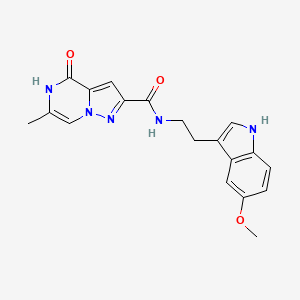 molecular formula C19H19N5O3 B2568552 N-(2-(5-methoxy-1H-indol-3-yl)ethyl)-6-methyl-4-oxo-4,5-dihydropyrazolo[1,5-a]pyrazine-2-carboxamide CAS No. 1788673-60-8