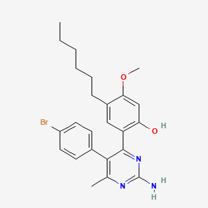 molecular formula C24H28BrN3O2 B2568562 2-[2-Amino-5-(4-bromophenyl)-6-methylpyrimidin-4-yl]-4-hexyl-5-methoxyphenol CAS No. 105258-21-7