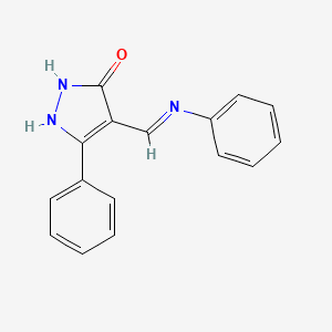 molecular formula C16H13N3O B2568564 4-(anilinomethylene)-5-phenyl-2,4-dihydro-3H-pyrazol-3-one CAS No. 338975-59-0